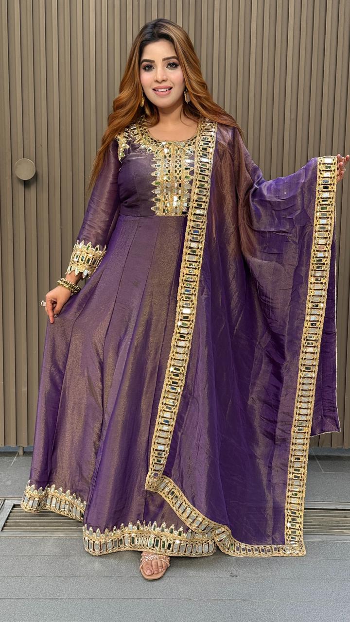 Ravira Anarkali Set- Purple